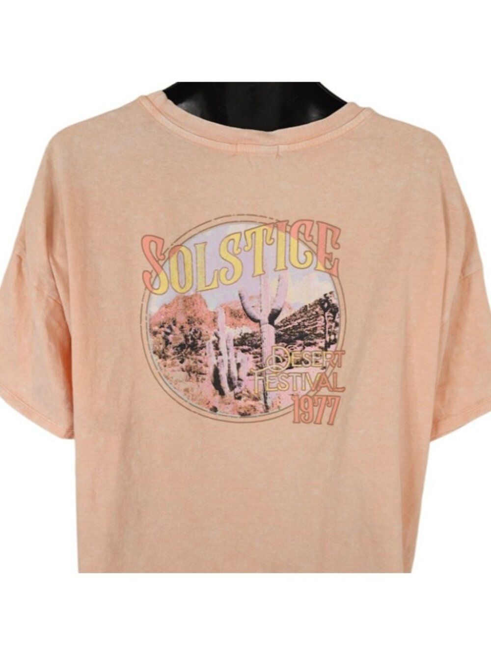 Solstice Desert Festival T Shirt Womens Size XL Orange OVERSIZED BOXY Fit Retro